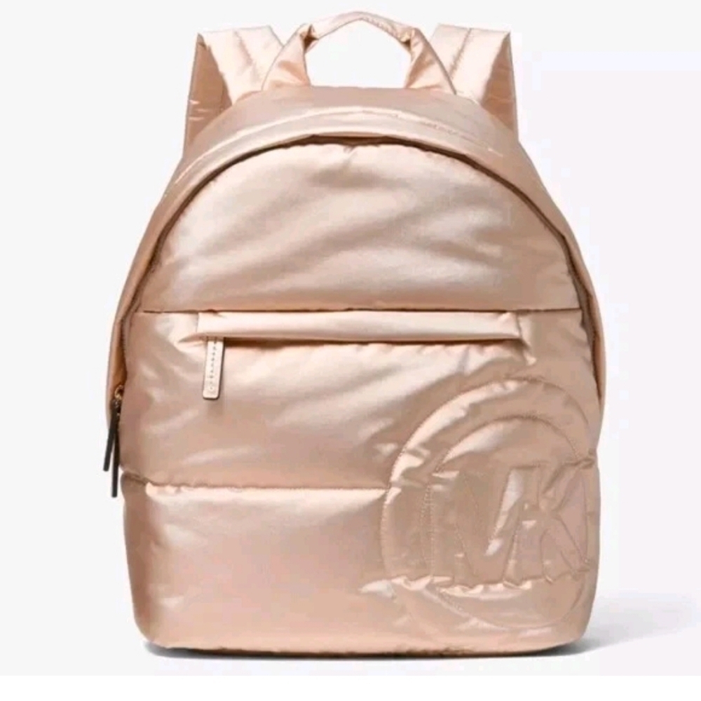 MICHAEL KORS Rae Medium Quilted Rose Gold Metallic Cotton Blend Backpack SEALED - Picture 4 of 9